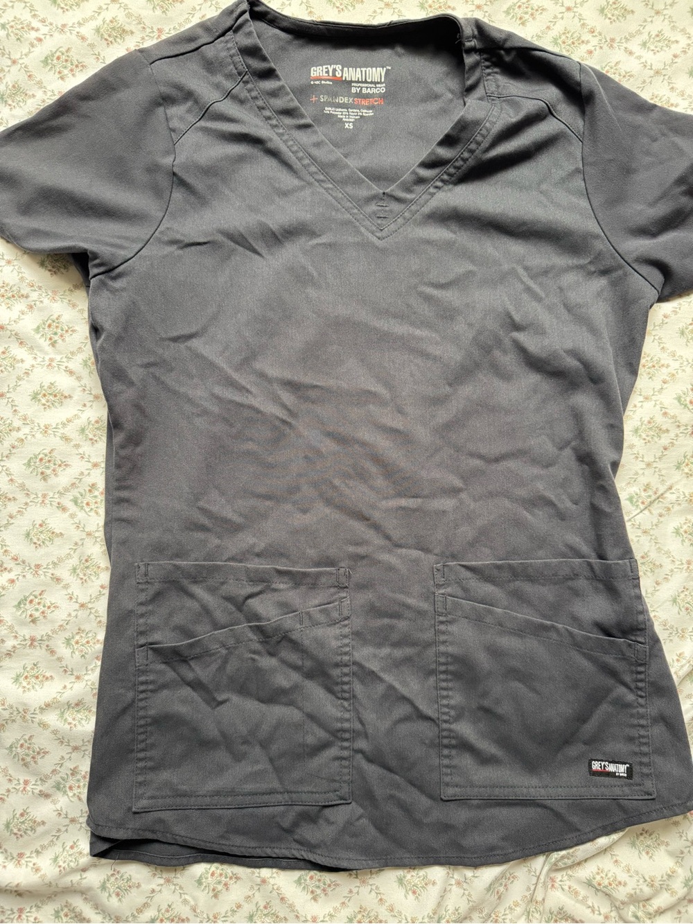 Grey's Anatomy Steel Grey V-neck Scrub Top